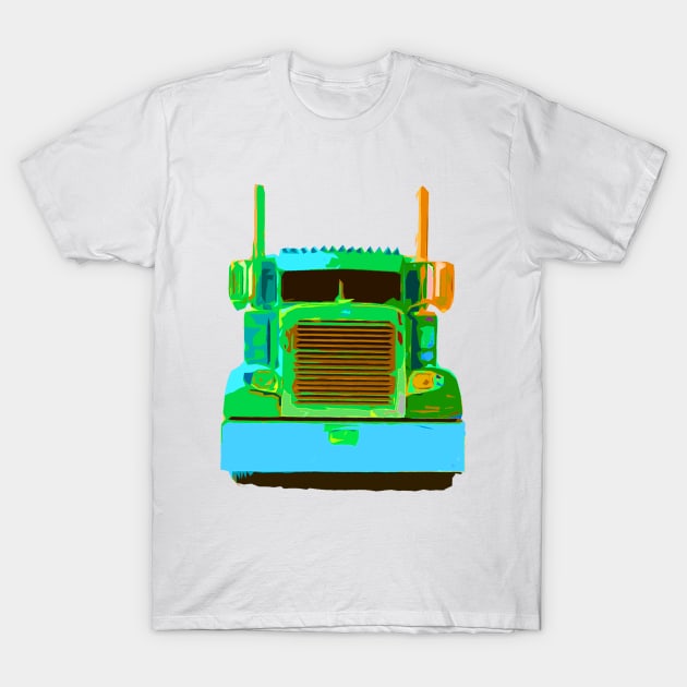 Neon Semi Truck T-Shirt by TruckerJunk